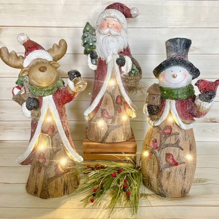 Lighted Cardinal Holiday Statues